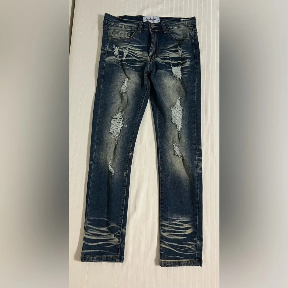 Bleecker and Mercer Slim Skinny Distressed Jeans 30x30. J1